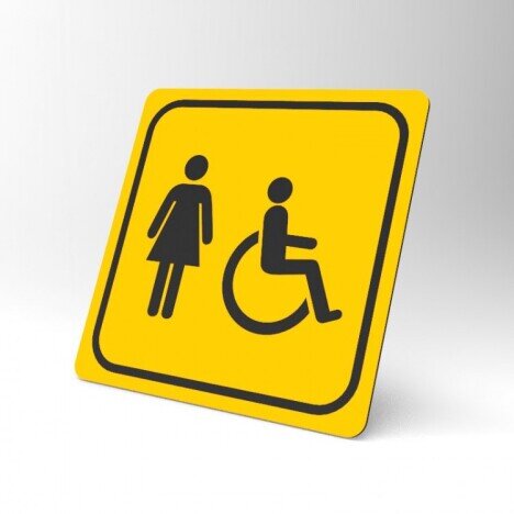 Placuta galbena pentru femeie cu persoana cu handicap